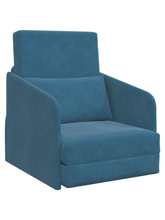Pohovka na podlaze 2 v 1 modrá 65x80x83 cm sametová