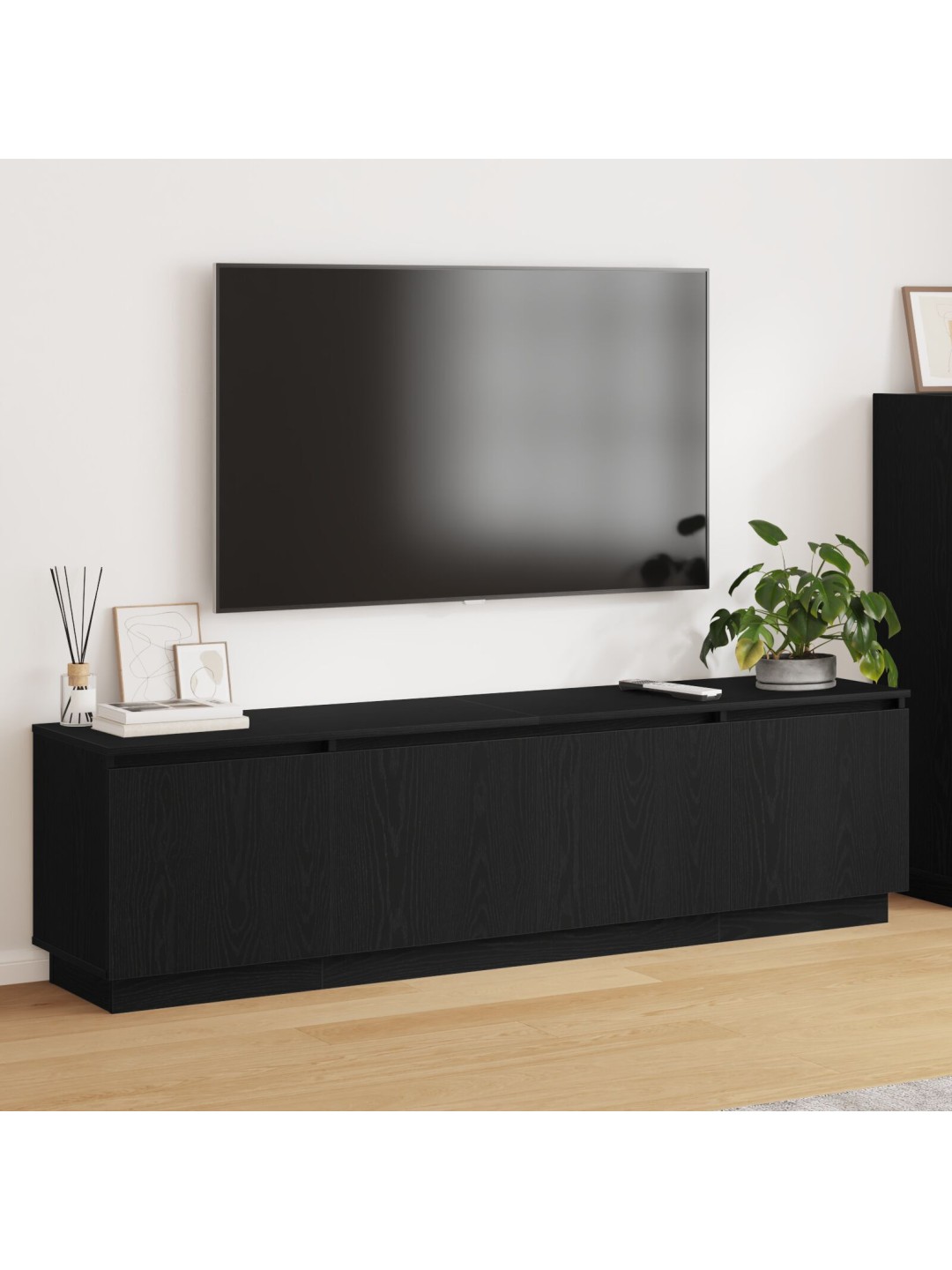 Tv stolek s led černý dub 180x38x49 cm vyrobené dřevo