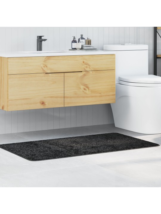 Koupelnová předložka obdélníková tmavě šedá 70x120 cm z polypropylenu protiskluzová
