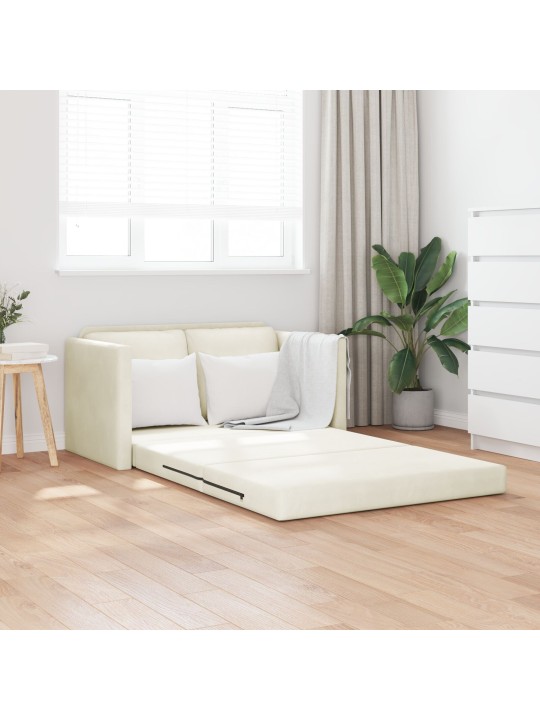 Loveseat pro 2 osoby krémový látka, dřevo pro 2 osoby mnoho míst