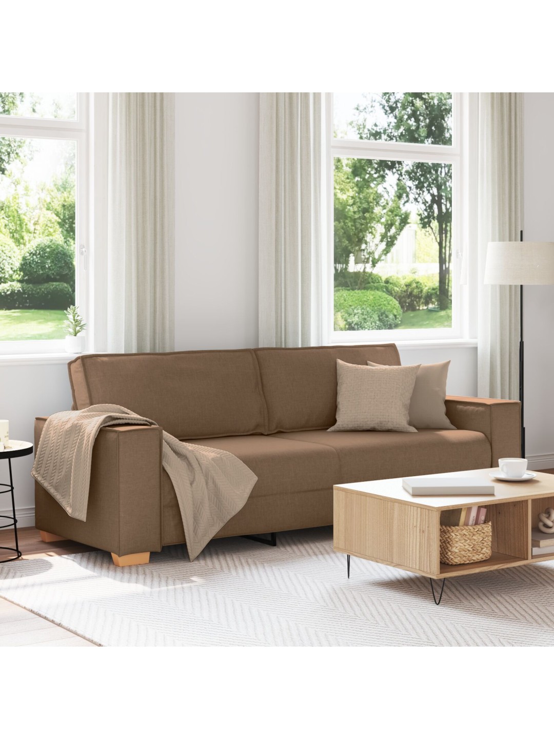 Pohovka pro 3 lidi hnědá 180 cm textil
