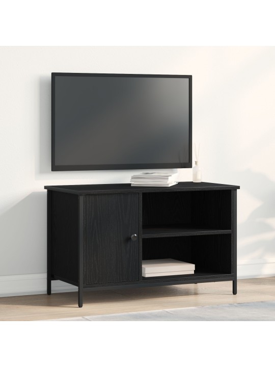 Tv stolek černý dub 80x40x50 cm z inženýrské dřeva a oceli