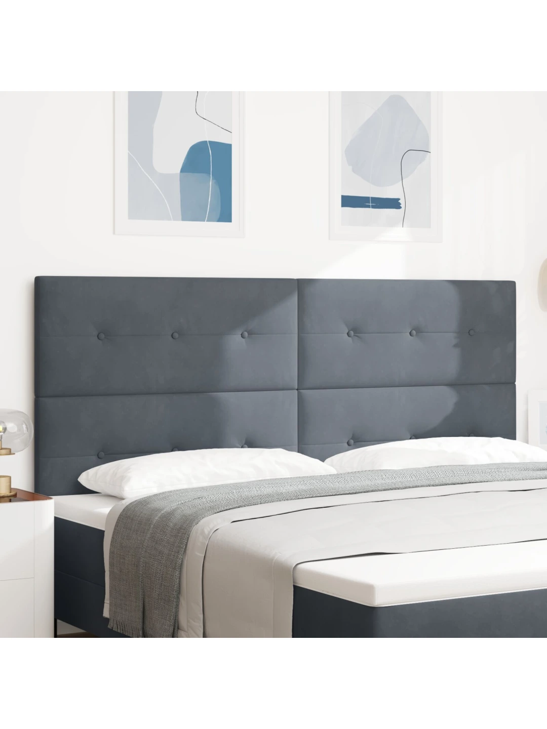 Čelo postele s knoflíkovým prošíváním tmavě šedé 200 cm samet