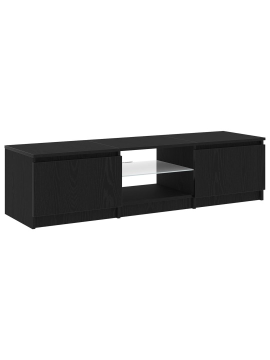 Tv skříň s led světly, černý dub, 140x40x35,5 cm, z inženýrského dřeva