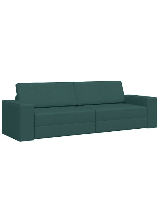 Pohovka na podlaze 2-v-1 tmavě zelená 245x150x60.5 cm textil