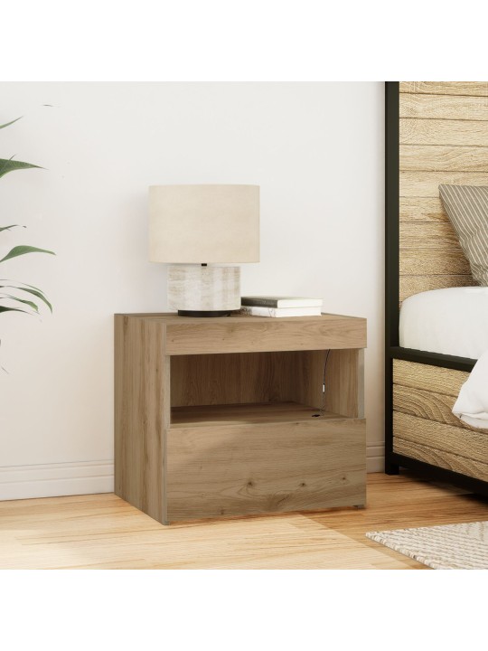 Noční stolek s led osvětlením artisan oak 50x40x45 cm