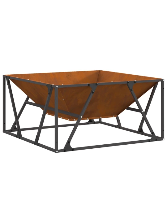 Ohnivý pit čtvercový 80x80x40 cm zvětralá ocel