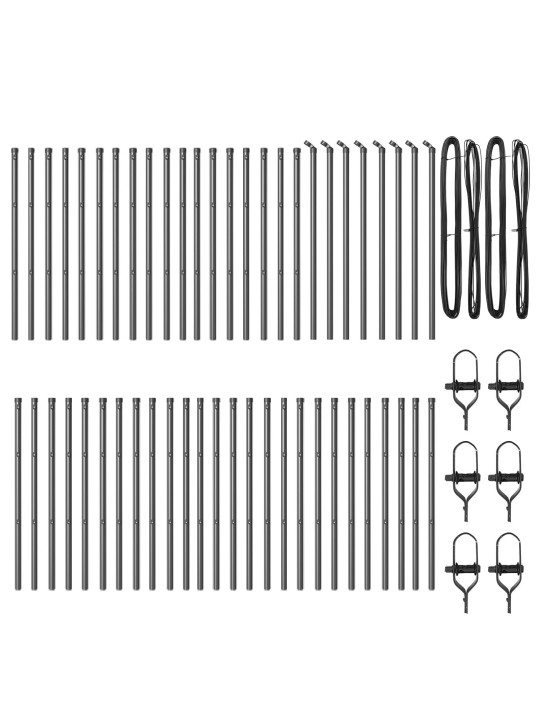 Sloupky plotu 52 ks šedá ø32 mm 120 cm pozinkovaná ocel