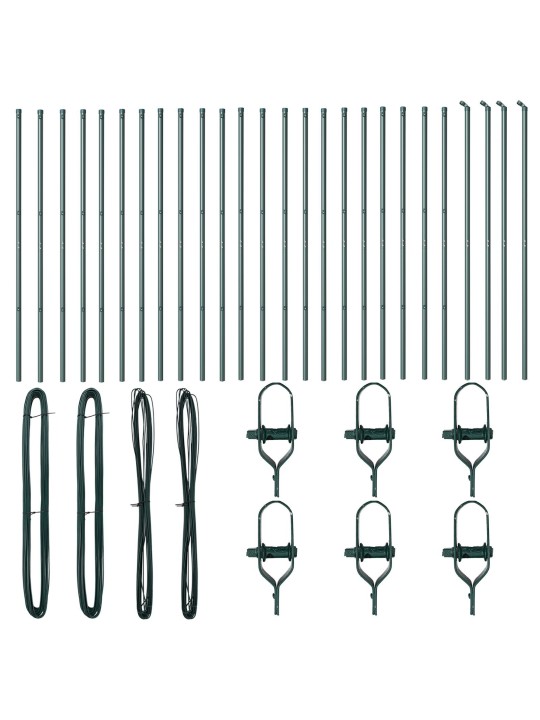 Sloupky plotu 26 ks zelená ø32 mm 200 cm pozinkovaná ocel