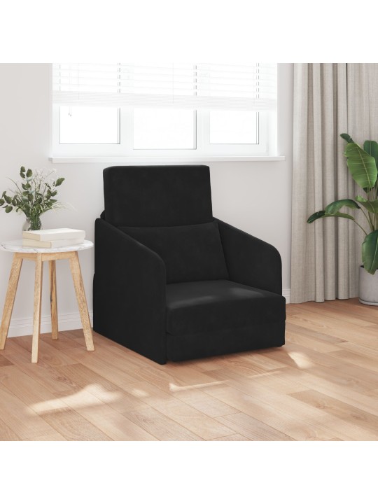 Pohovka na podlaze 2 v 1 černá 65x80x83 cm samet
