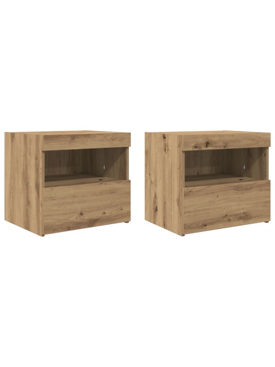 Noční stolky s led světly 2 ks artisan dub 50x40x45 cm