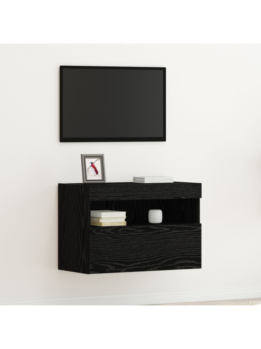 Tv nástěnná skříň s led světly černý dub 60x30x40 cm