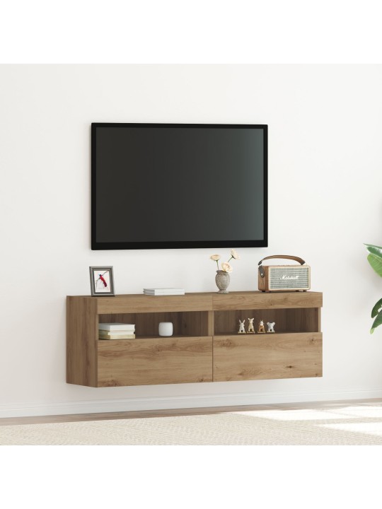 Tv nástěnné skříně s led osvětlením 2 ks artisan oak 60x30x40 cm