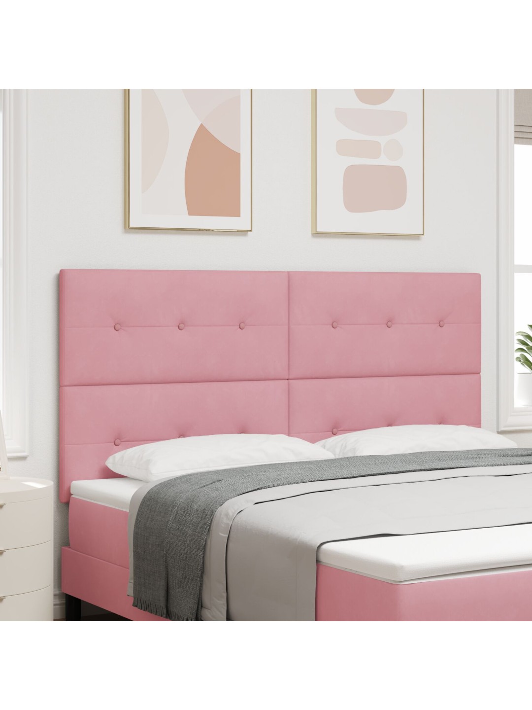 Čelo postele s knoflíky růžové 180 cm samet