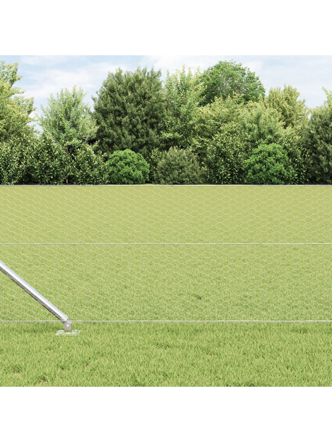 Hexagonální plot 0.6x100 m pozinkovaná ocel, plotové sloupky s hroty 13 ks ø32 mm 80 cm pozinkovaná ocel