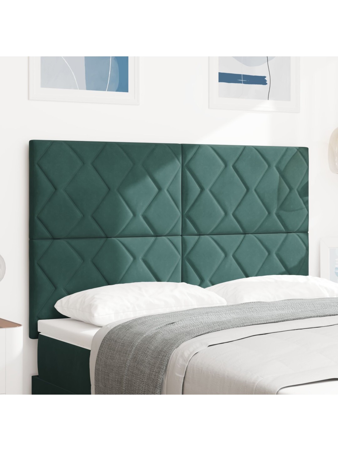 Čelo postele design diamantových bloků tmavě zelené 160 cm samet
