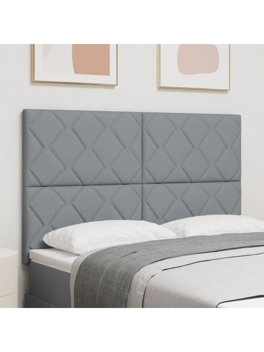 Čelo postele s diamantovým blokovým designem světle šedé 160 cm textilie