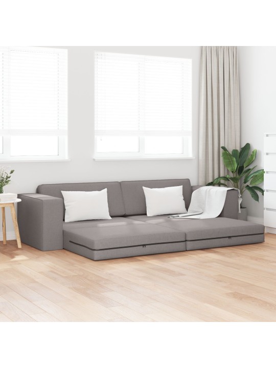 Podlahová pohovka s postelí 2-v-1 taupe 245x150x60.5 cm tkanina