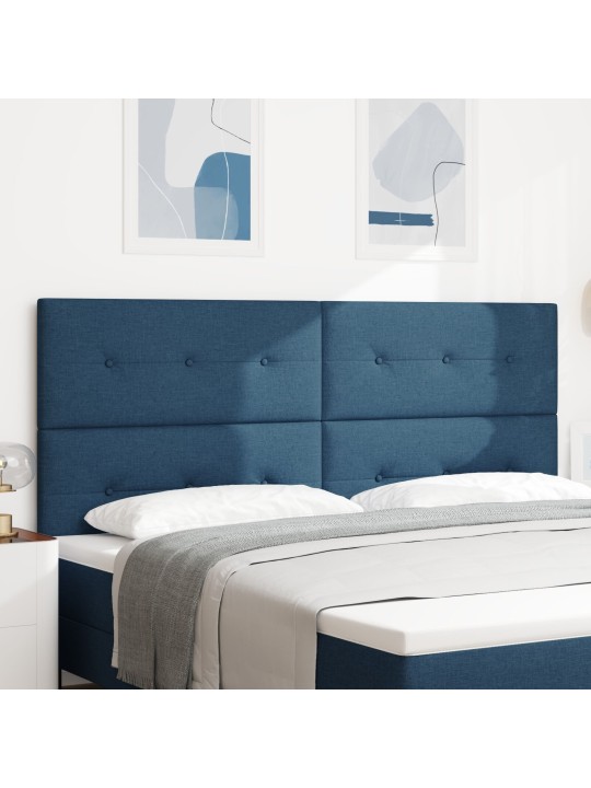 Čalouněné čelo postele s knoflíky, modré, 200 cm, látka