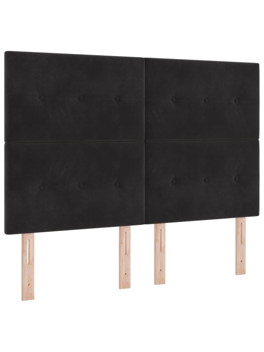 Čelo postele s knoflíkovým prošíváním černé 160 cm samet