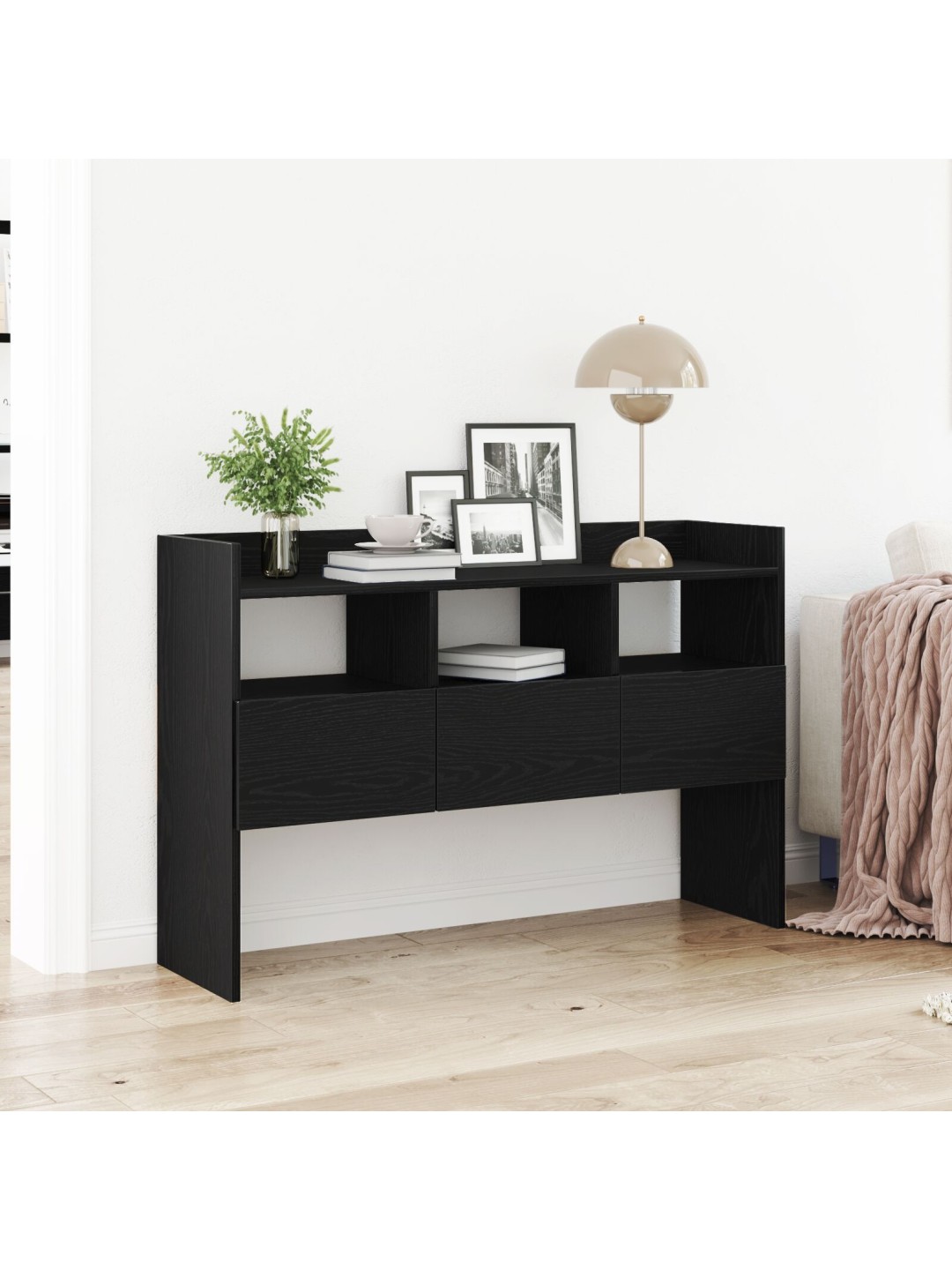 Komoda černý dub 105x30x70 cm z kompozitního dřeva