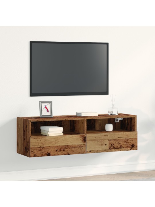 Nástěnný televizní kabinet staré dřevo 100x30x30 cm z inženýrského dřeva
