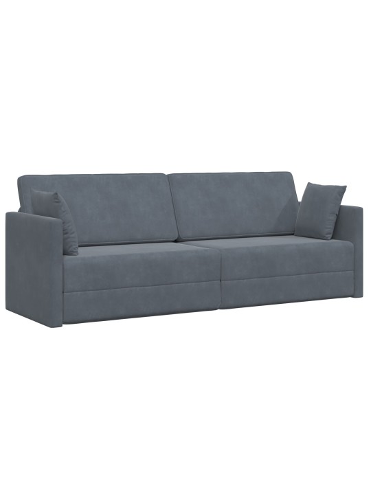 Pohovka na podlaze 2 v 1 tmavě šedá 213x144x60 cm samet