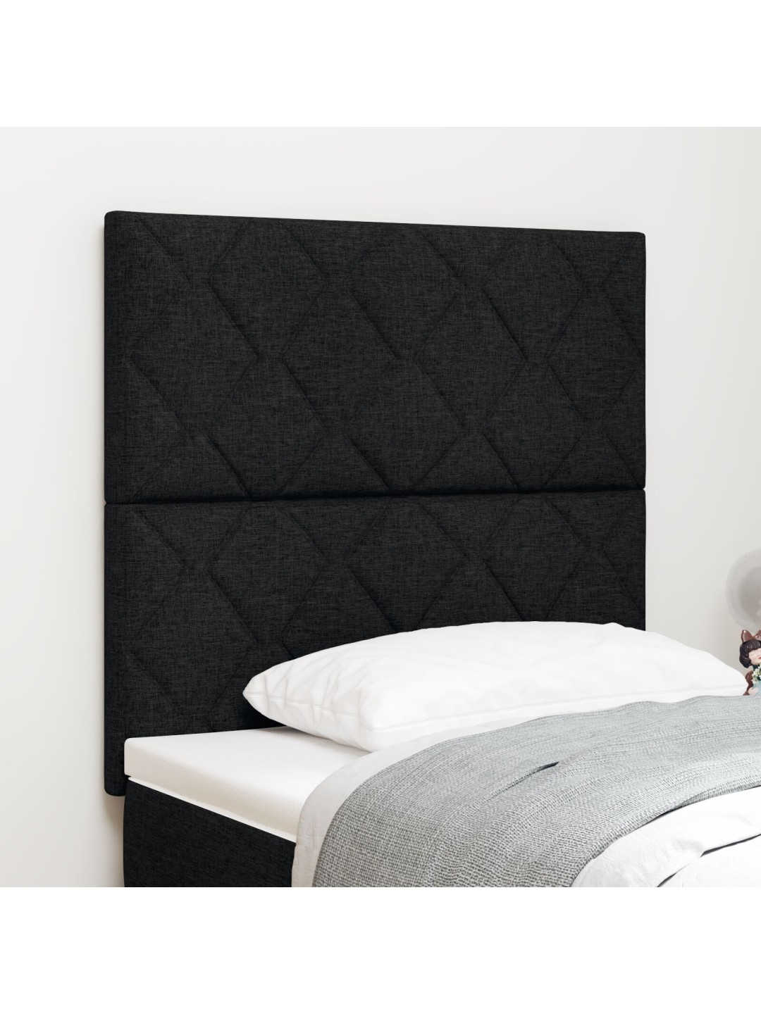 Čelo postele s designem diamantových bloků černé 100 cm textilní, čelo postele s designem diamantových bloků černé 200 cm textilní