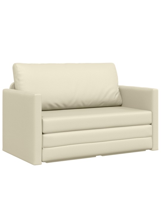 Floor sofa bed 2-v-1 krém 124x71x78 cm umělá kůže