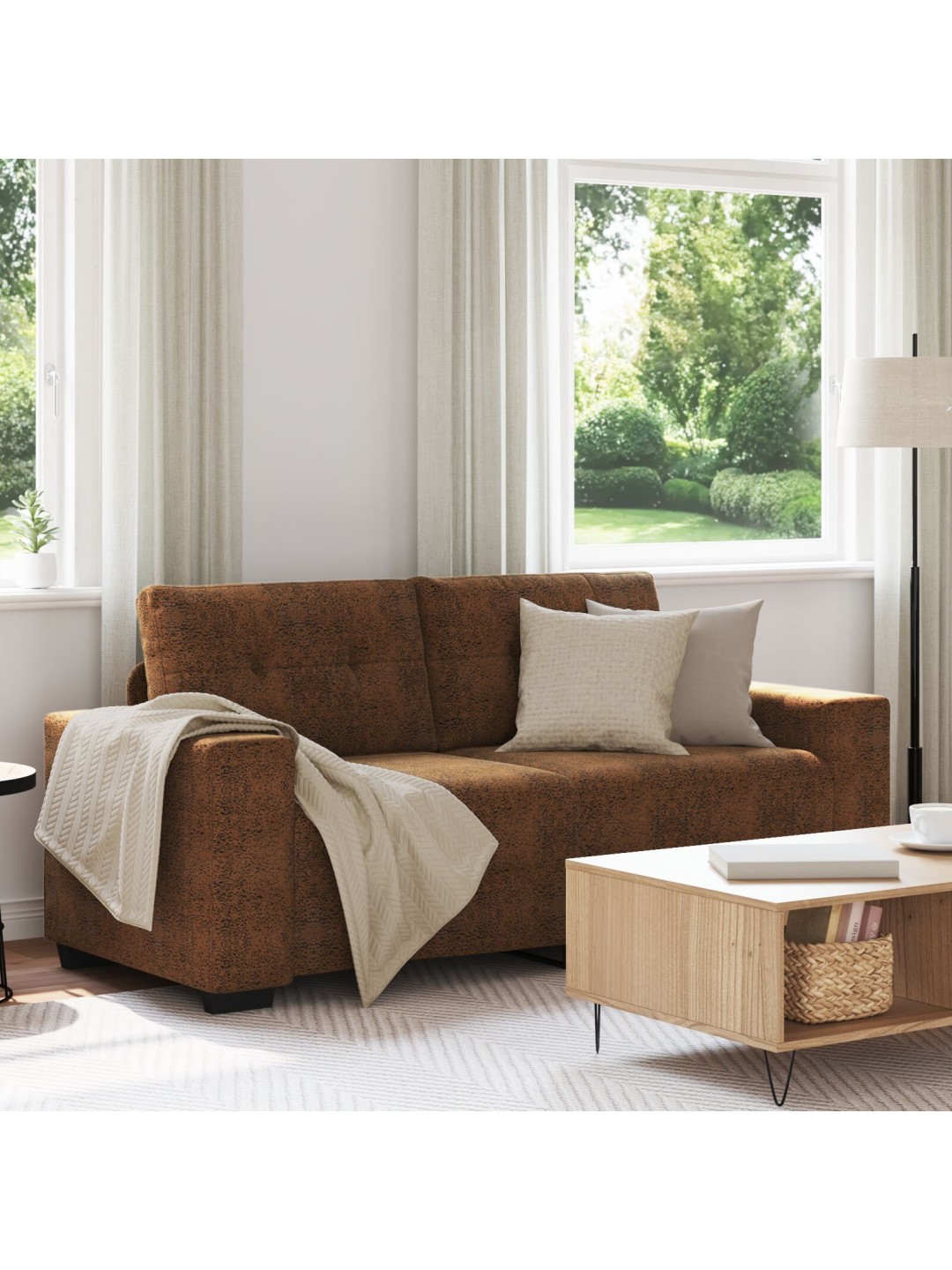 Pohovka loveseat hnědá 140 cm z umělý kůže
