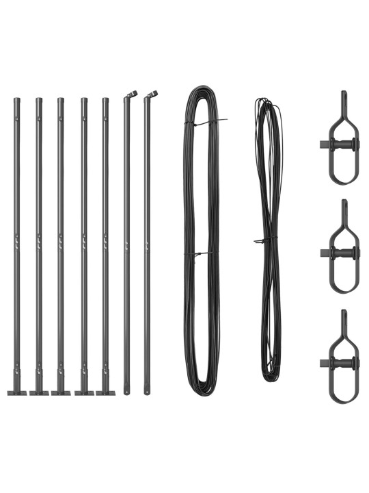 Sloupky plotu s základními deskami 7 ks ø32mm 68,5cm pozinkovaná ocel