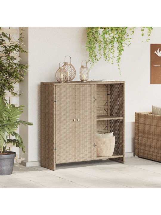 Úložná skříň béžová 100x36x102 cm ratan