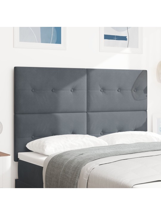 Čelo postele s knoflíky, tmavě šedé, 160 cm, samet