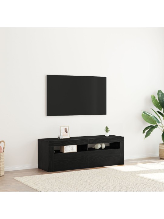 Tv stolek s led černý dub 120x35x40 cm kompozitní dřevo