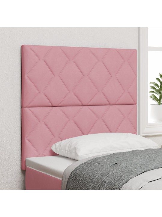 Růžové sametové čelo postele s designem diamantových bloků 100 cm, růžové sametové čelo postele s designem diamantových bloků 200 cm