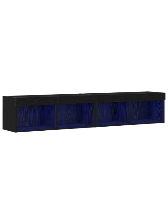 Nástěnné skříňky na tv s led osvětlením 2 ks černý dub 80x30x30 cm