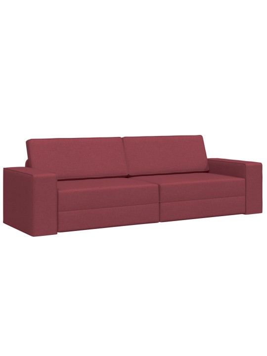 Podlahová pohovka postel 2 v 1 vínově červená 245x150x60.5 cm tkanina