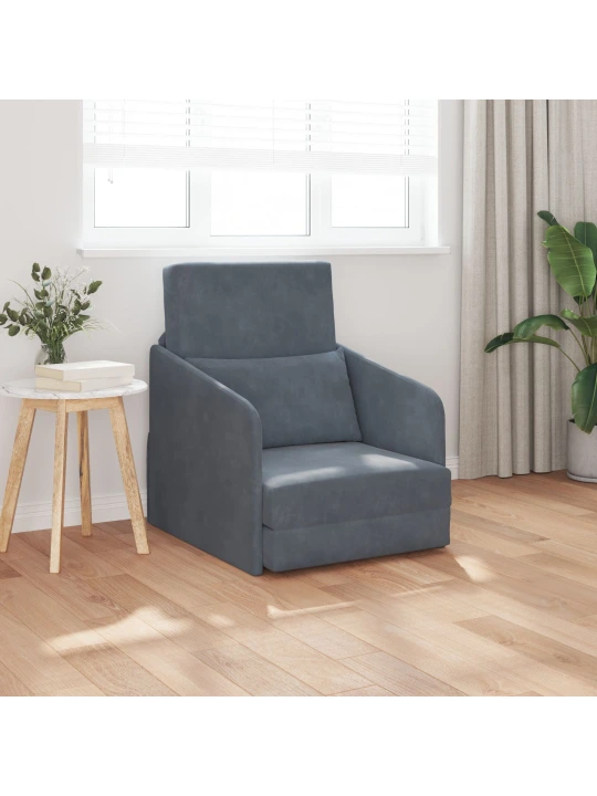 Floor sofa bed 2 v 1 tmavě šedá 65x80x83 cm velour