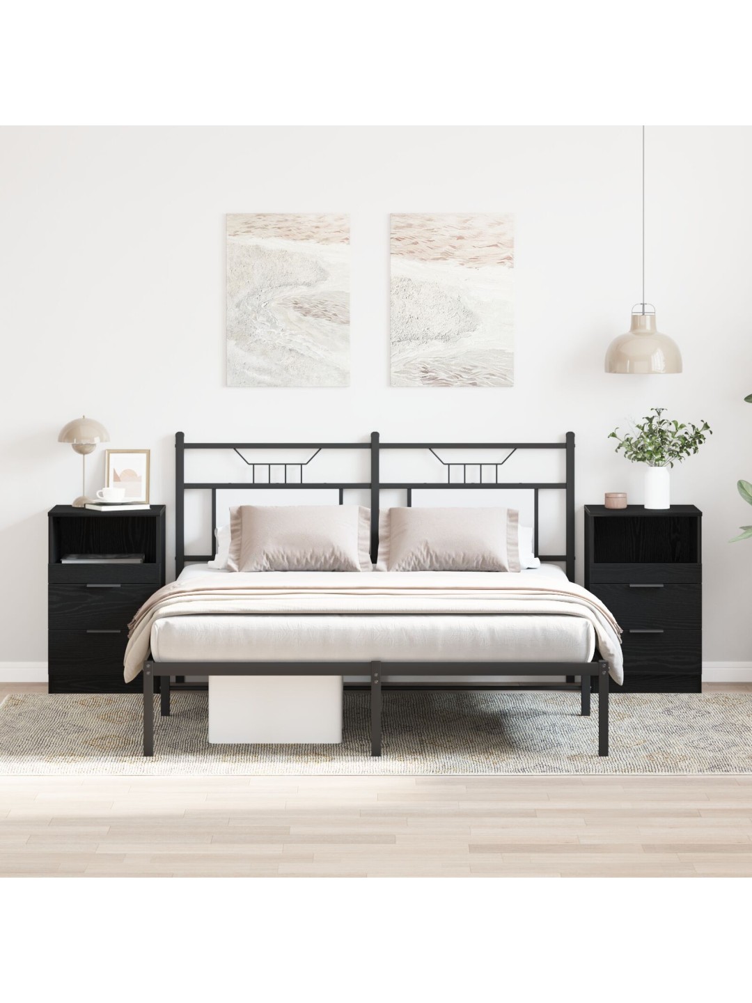 Noční stolky 2 ks černá dub 40x35x65 cm kompozitní dřevo