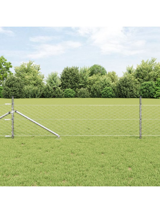 Hexagonální plot 0.8x10 m pozinkovaná ocel, plotové sloupky s hrotem 7 ks ø32 mm 100 cm pozinkovaná ocel