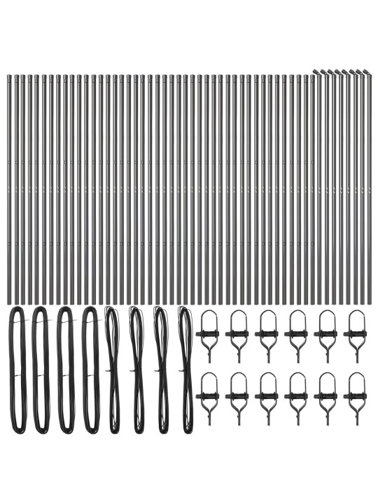 Plotové sloupky 52 ks šedá ø32 mm 150 cm pozinkovaná ocel