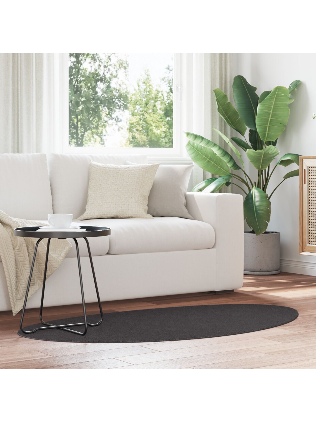 Koberce antracit polyester 80 x 150 cm akcentové koberce oválný
