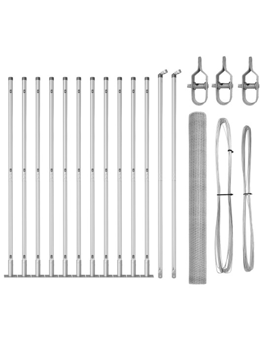 Šestiúhelníkový plot 1,4x25 m pozinkovaná ocel, plotové sloupky s základními deskami 13 pcs ø32mm 78,5cm pozinkovaná ocel