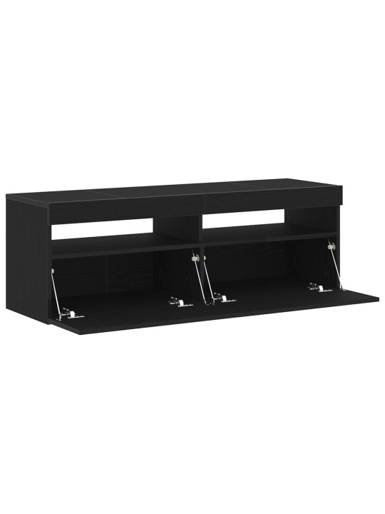 Televizní skříňka s led černý dub 120x35x40 cm zpracované dřevo