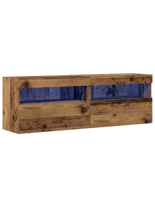 Tv stěnové skříně s led světly 2 ks staré dřevo 60x30x40 cm