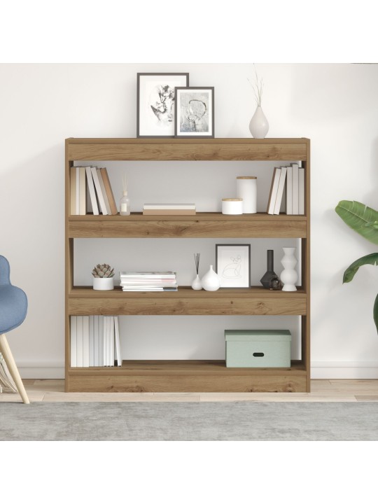 Knihovna/ dělící stěna v artisan oak - 100x30x103cm, vyrobeno z inženýrského dřeva