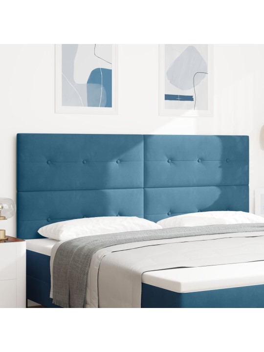 Čelo postele s knoflíky tmavě modré 200 cm samet