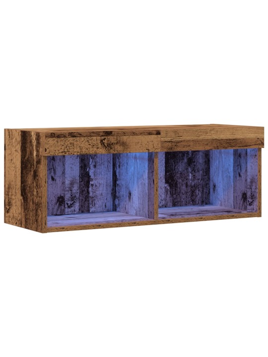 Tv nástěnný kabinet s led osvětlením staré dřevo 80x30x30 cm