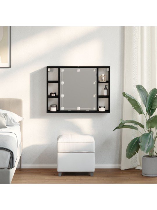 Led zrcadlový kabinet - černý dub - 76x15x55 cm - vyrobeno z inženýrského dřeva