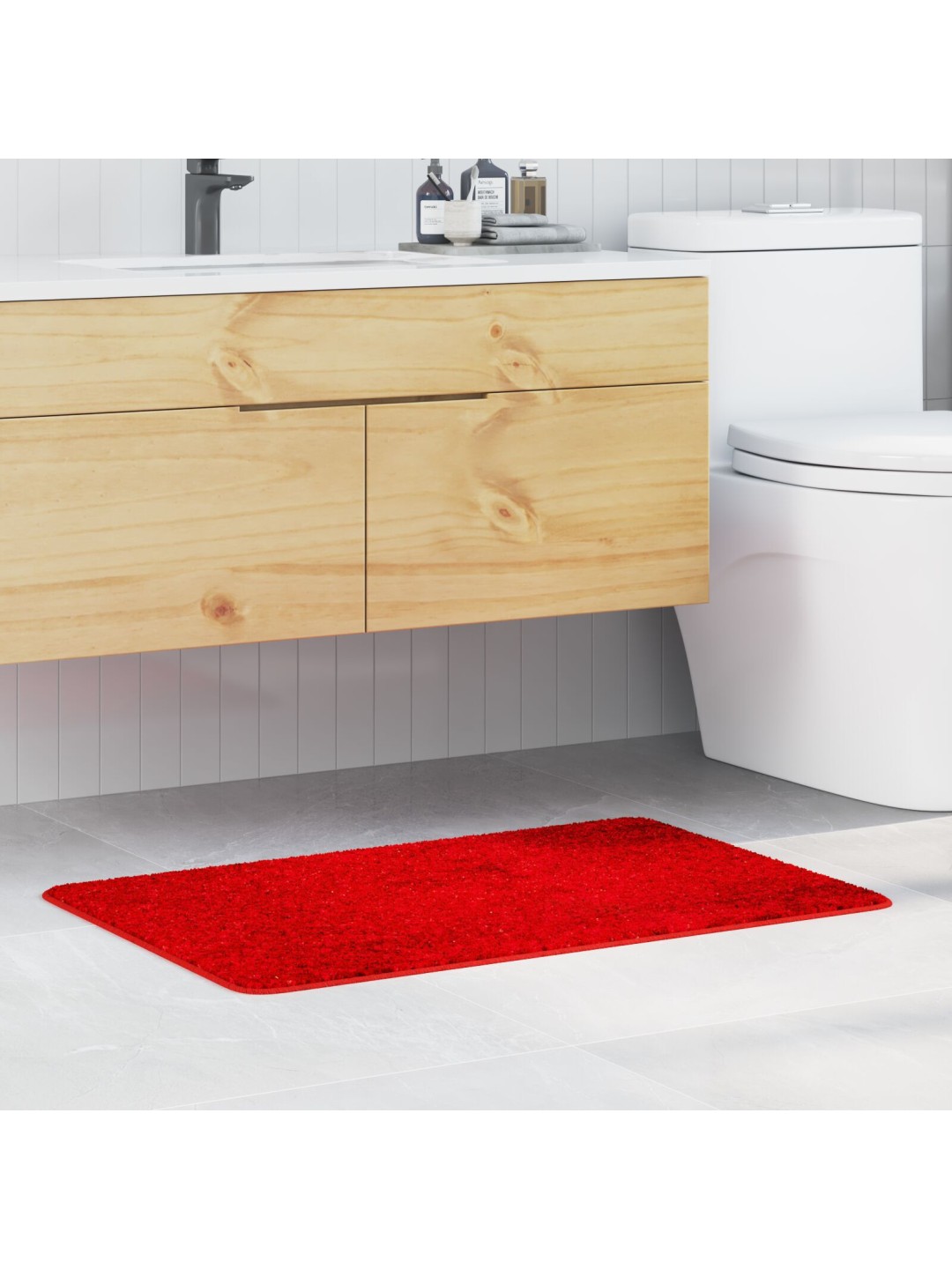 Koupelnová předložka obdélníková červená 60x90 cm polypropylen protiskluzová